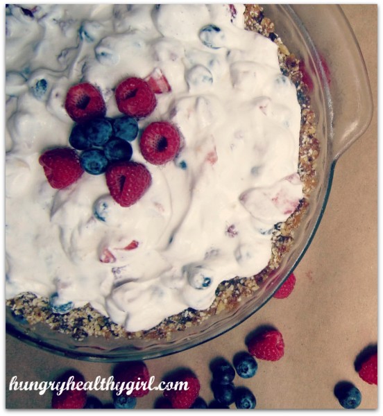 Red, White and Blue Coconut Berry Pie {vegan, gluten free and paleo} from Hungry Healthy Girl