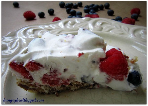Red, White and Blue Coconut Berry Pie {vegan, gluten free and paleo} from Hungry Healthy Girl