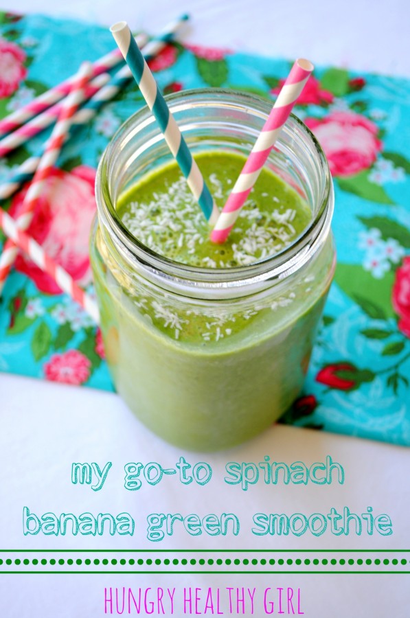 {Spinach Banana Green Smoothie} Delicious and refreshing! | Hungry Healthy Girl