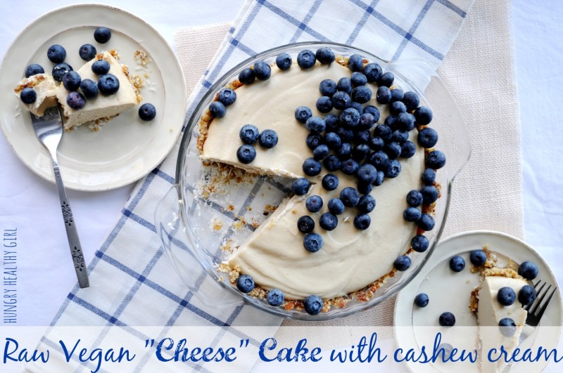 Raw Vegan "Cheese" Cake made with cashew cream | Hungry Healthy Girl