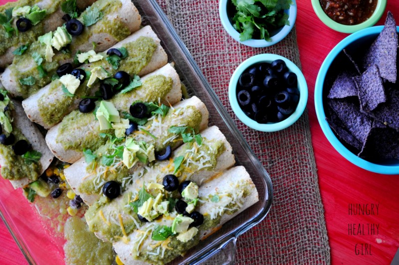 Chicken and Black Bean Enchiladas Verde | Hungry Healthy Girl