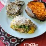 stuffed chicken served with sweet potato