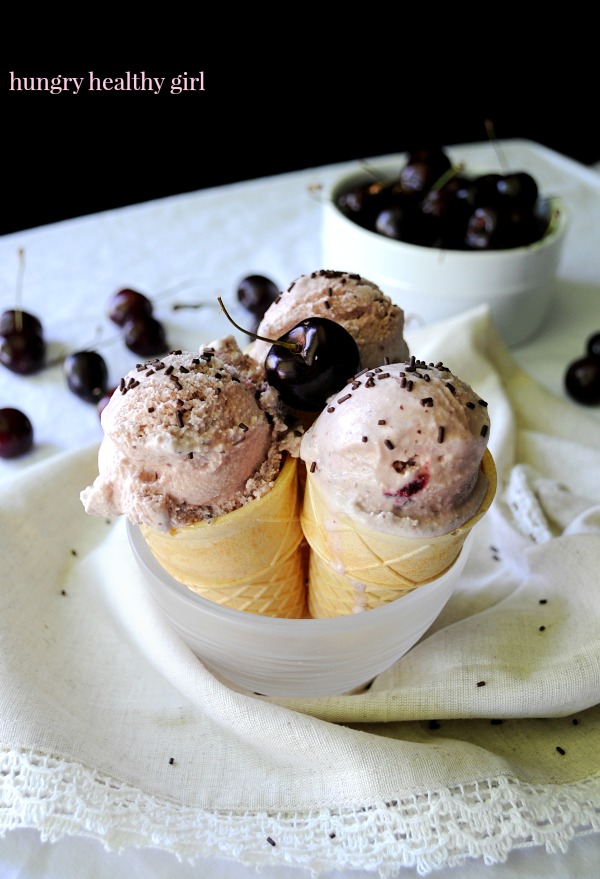 Cherry Vanilla Ice Cream- a sweetly luscious flavorful treat. #icecream #summer #cherries #vanilla