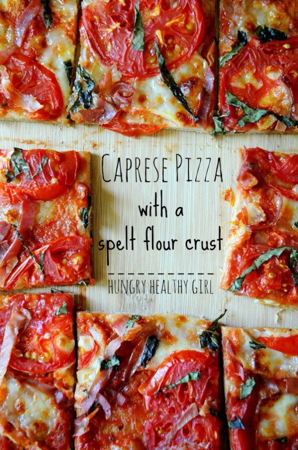 Caprese Pizza with a spelt flour crust- light and easy summer flavors in this delicious healthy pizza! 