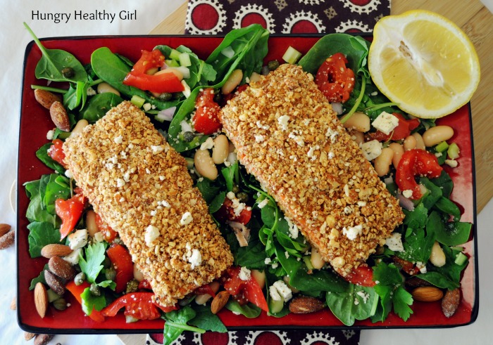 Rosemary Almond Crusted Salmon- An easy, quick, light and oh so tasty meal for two!