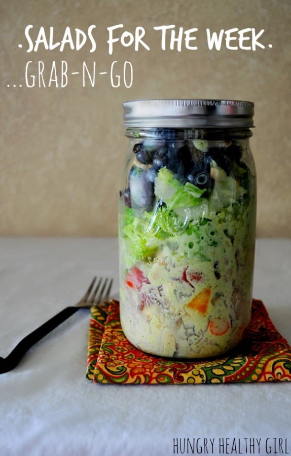 Salad in a Jar Tutorial- Make 5 salads in one day for a grab-n-go lunch throughout the week!