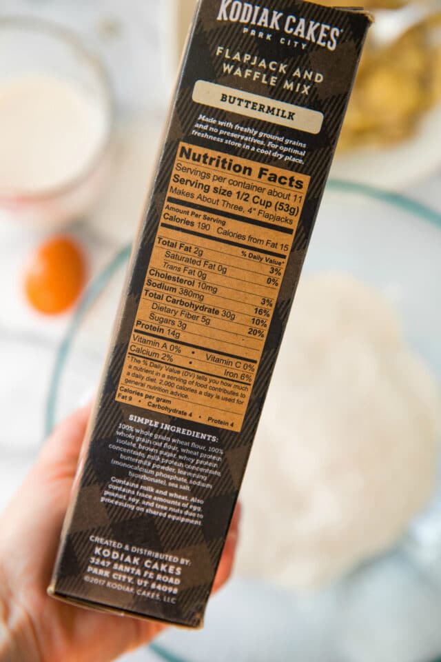 the nutritional facts on the box of Kodiak Cakes Power Cakes Mix