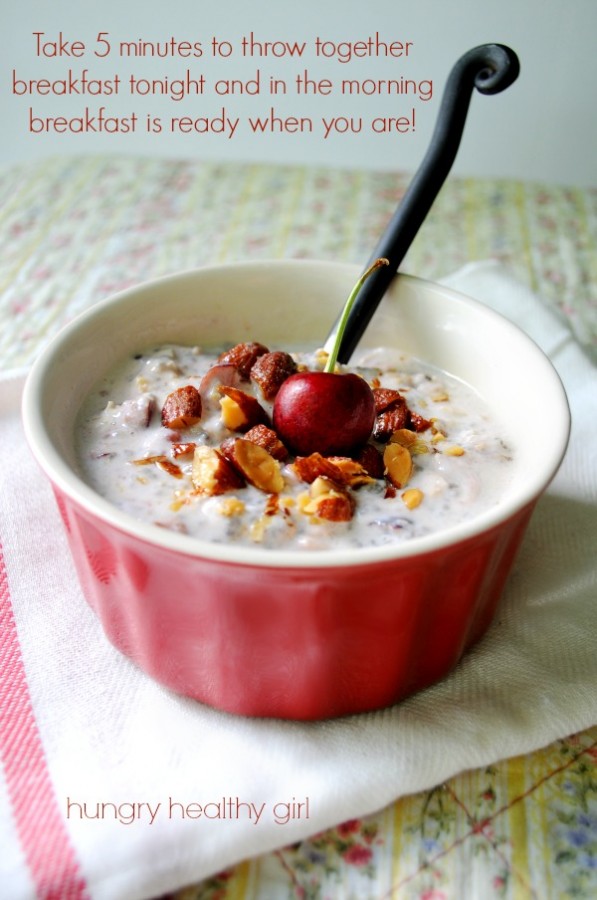 Cherry Overnight Oatmeal- Cool, creamy and satisfying oatmeal that's perfect for summertime!