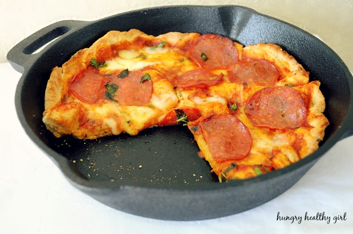A whole wheat pizza cooked in the skillet that tastes just like an authentic oven-fired crust- puffy, light, and with the perfect crisp. This method is quick, easy and absolutely delicious!