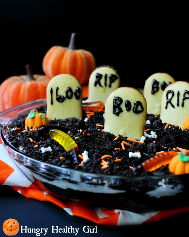 Ghoulish Graveyard Chocolate Pudding Pie- This treat may look frightful, but there's nothing scary about the taste!