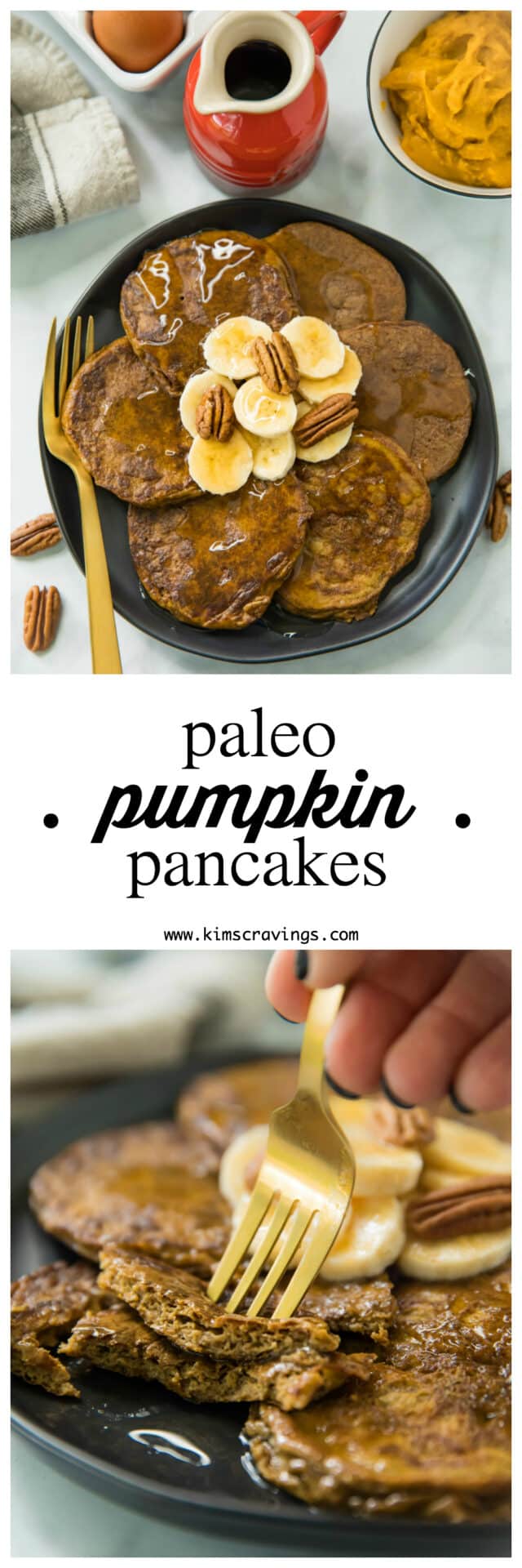 Pinterest image for Flourless Pumpkin Pancakes