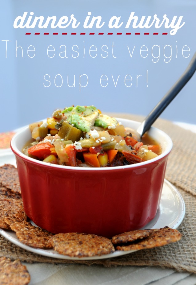 The quickest easiest bowl of veggie soup that you can make in a pinch!