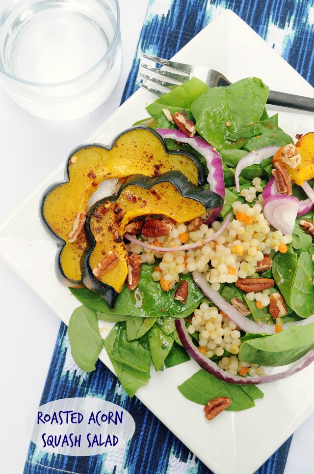Roasted Acorn Squash Salad- a Fall salad with a lovely sweet nutty flavor from one of my favorite squash varieties!