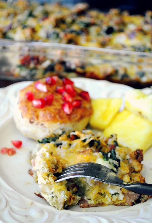 This make-ahead Cheesy Bacon Spinach Breakfast Casserole is quite the crowd pleaser! The perfect breakfast or brunch casserole for the holidays or when hosting guests.
