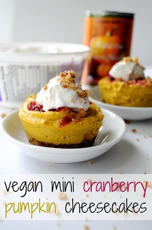 Vegan Mini Cranberry Pumpkin Cheesecakes