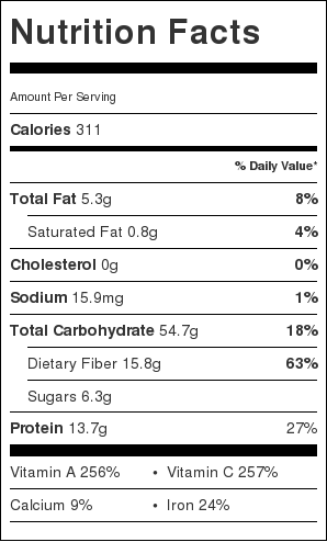 Nutritional information for vegan brown rice burrito salad bowl
