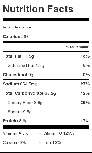 nutritional information for roasted cauliflower sweet potato soup