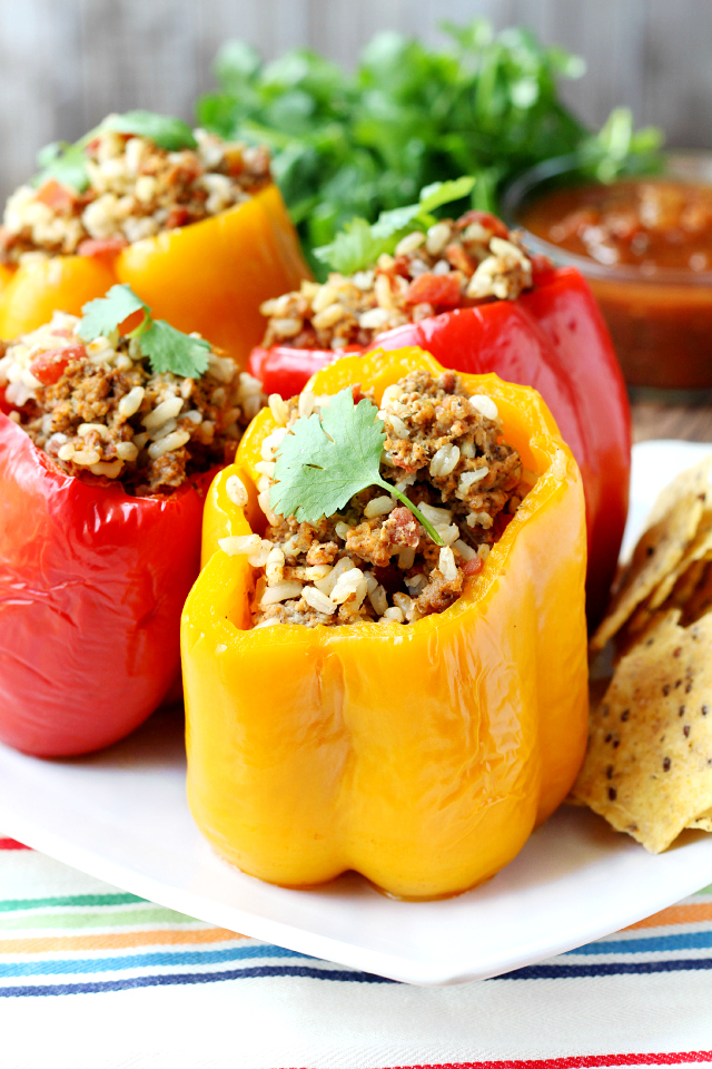 Slow Cooker Stuffed Bell Peppers- so easy and so delicious! (Paleo and Gluten-free)