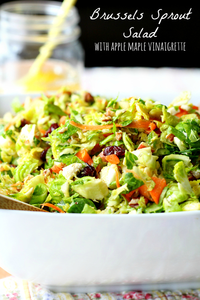 Brussels Sprout Salad with Apple Maple Vinaigrette, that's bursting with flavor! 