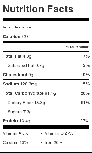 Nutritional info for black bean and spinach stuffed sweet potatoes