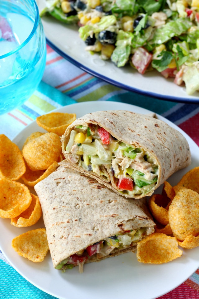 Chopped Southwestern Tuna Salad served wrap style- colorful, flavorful and slightly addicting!