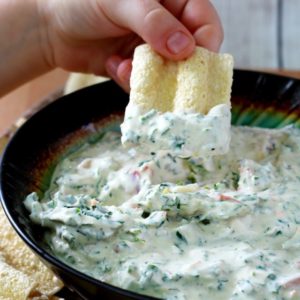 Made up of mostly Greek yogurt and veggies, there's no need to feel guilty about polishing off an entire bowl of this dip!