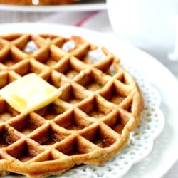 Hint of Honey Zucchini Bread Waffles- soft and fluffy with just enough honey sweetness to make for the perfect breakfast!