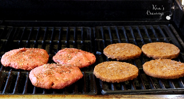 Cooking MorningStar Farms veggie burgers on the grill.