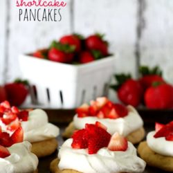 These Strawberry Shortcake Pancakes are easy as can be and so festive- perfect for celebrating Independence Day!