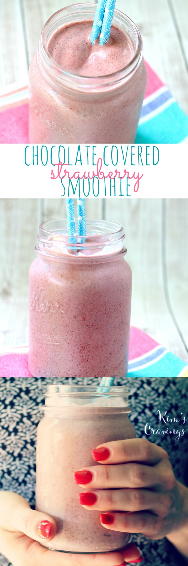 The combination of sweet chocolate and tart strawberries is truly a match made in heaven and these two flavors meet in this simple, yet dazzling chocolate covered strawberry smoothie!