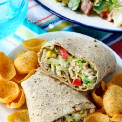 tuna salad wrap served with chips