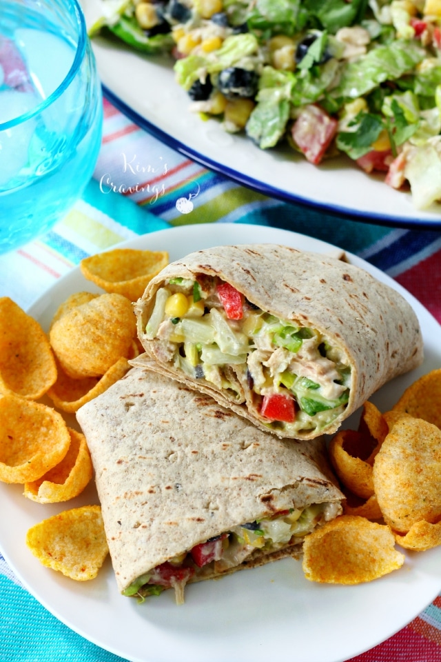 tuna salad wrap served with chips