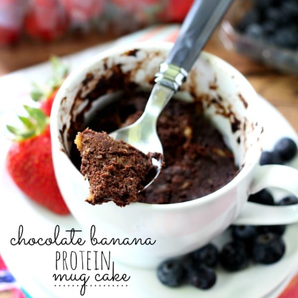 My newest mug cake creation is the most moist decadent microwave treat yet! With just 5 minutes and 5 ingredients, this scrumptious Chocolate Banana Protein Mug Cake is a quick breakfast, snack or dessert option. (gluten-free)