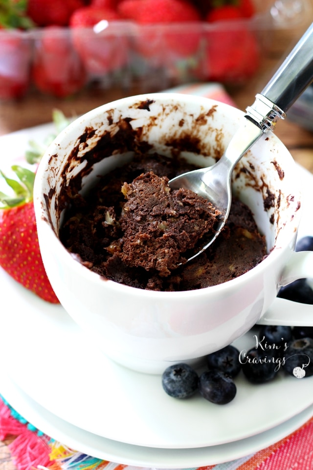My newest mug cake creation is the most moist decadent microwave treat yet! With just 5 minutes and 5 ingredients, this scrumptious Chocolate Banana Protein Mug Cake is a quick breakfast, snack or dessert option. (gluten-free)