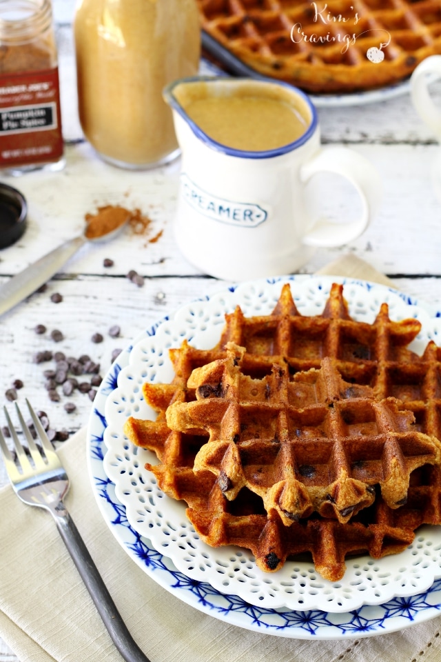 With a sweet pumpkin flavor and warm fall spices, these Chocolate Chip Pumpkin Waffles are an irresistibly perfect treat for this time of year! (gluten-free, dairy-free, low-calorie, high-protein)