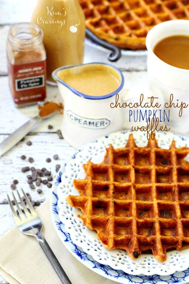 With a sweet pumpkin flavor and warm fall spices, these Chocolate Chip Pumpkin Waffles are an irresistibly perfect treat for this time of year! (gluten-free, dairy-free, low-calorie, high-protein) 