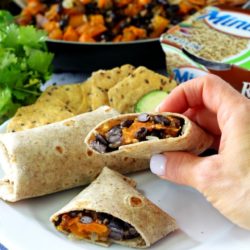 Sweet Potato and Black Bean Vegan Burritos- get ready for a flavor explosion with these yummy healthy burritos!