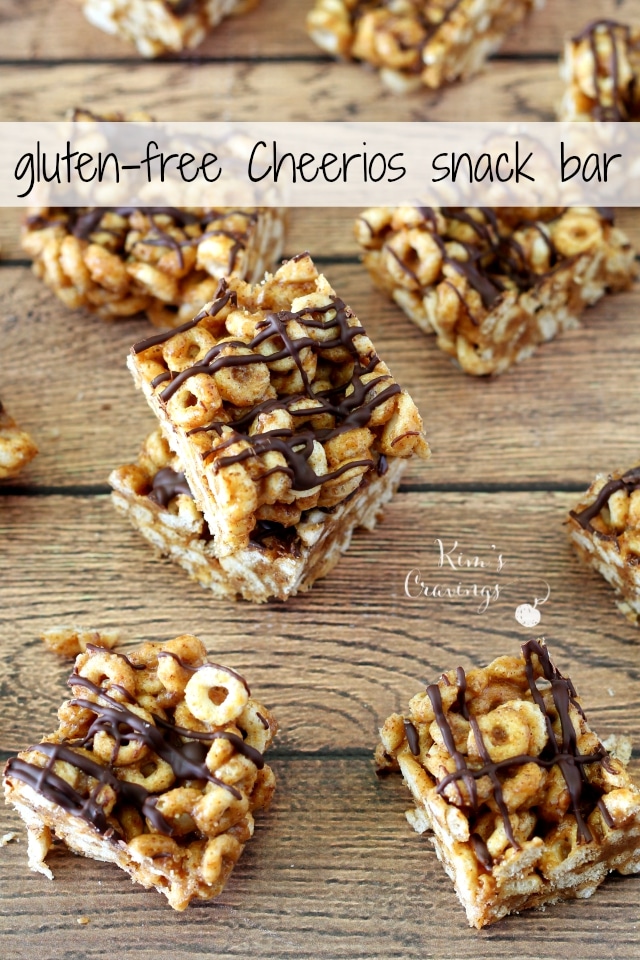 Gluten Free Cheerios Snack Bars are so simple and quick to throw together, with only 3 wholesome ingredients.  Even better- there's no baking required. Beware, though, this snack bars are super addicting... betcha can't eat just one!
