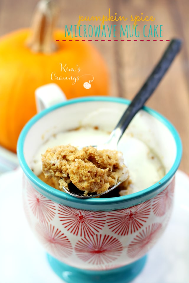 When you crave a yummy fall treat, this Pumpkin Spice Microwave Mug Cake is perfect for satisfying that sweet tooth! As an added plus, this pumpkin cake will take you about 5 minutes from mug to microwave to... in yo belly! 