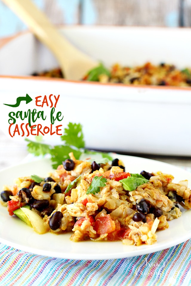 Hands down, the easiest, most flavorful, crowd-pleasing dish- this Santa Fe Casserole will have you in and out of the kitchen in a flash!