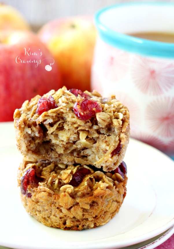 Baked oatmeal in muffin form filled with warm fall spices, wholesome ingredients and all of the lovely flavors of apple pie. These Apple Pie Oatmeal Muffins are made healthy, dairy-free, gluten-free and low-calorie, so you can get your apple pie fix first thing in the morning!