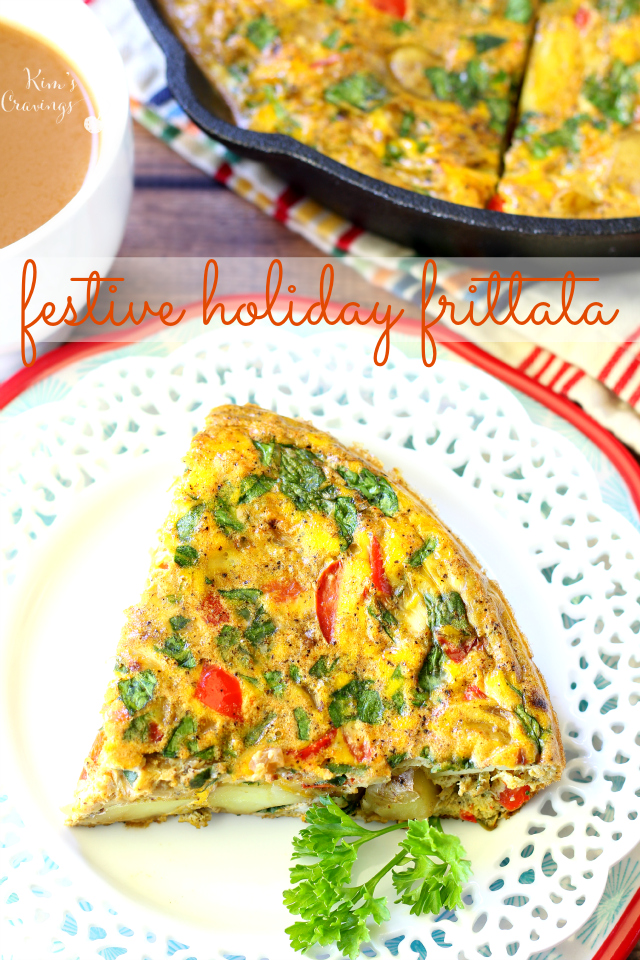 This Festive Holiday Frittata with creamy Yukon Gold Potatoes and zingy sweet red pepper is soon to be the hit of your holiday brunch! (Dairy-Free and Gluten-Free) 