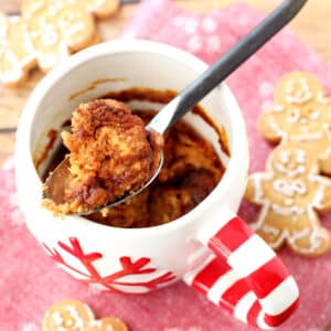 Gingerbread Microwave Mug Cake- cakey, soft, full of comforting flavours, and the only things standing between you and this vegan cake are 8 ingredients and 5 minutes of your time. It’s that simple!