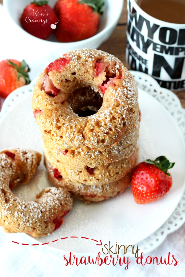 A healthier take on the breakfast favorite, Skinny Strawberry Donuts are the perfect way to wake up! So quick and easy, deliciously tender and studded with sweet strawberries... I betcha can't eat just one. 