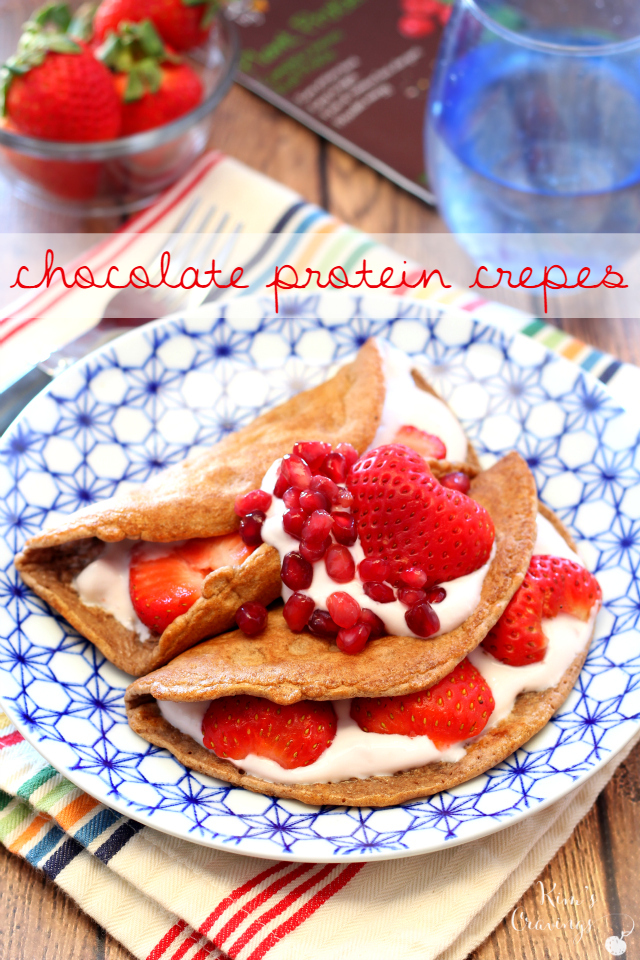 Chocolate Protein Crepes filled with Greek yogurt and fruit is a delicious protein-packed breakfast that will fuel you right up until lunch!