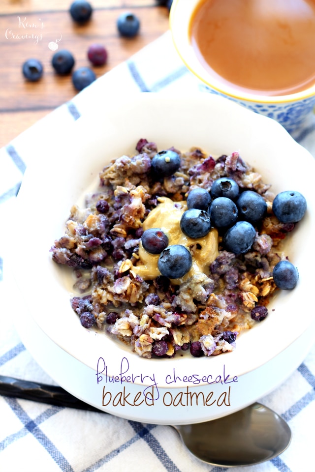 Blueberry Cheesecake Baked Oatmeal is creamy, hearty and mouthwatering delicious! It's the perfect make-ahead breakfast to fuel your morning.