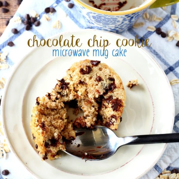 A quick and easy Chocolate Chip Cookie Microwave Mug Cake that can be yours in less than 5 minutes, from start to finish and tastes just like a chocolate chip cookie. (gluten-free and healthy)