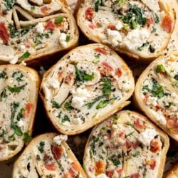 Copycat Starbucks spinach feta wraps with spinach and sun-dried tomatoes.