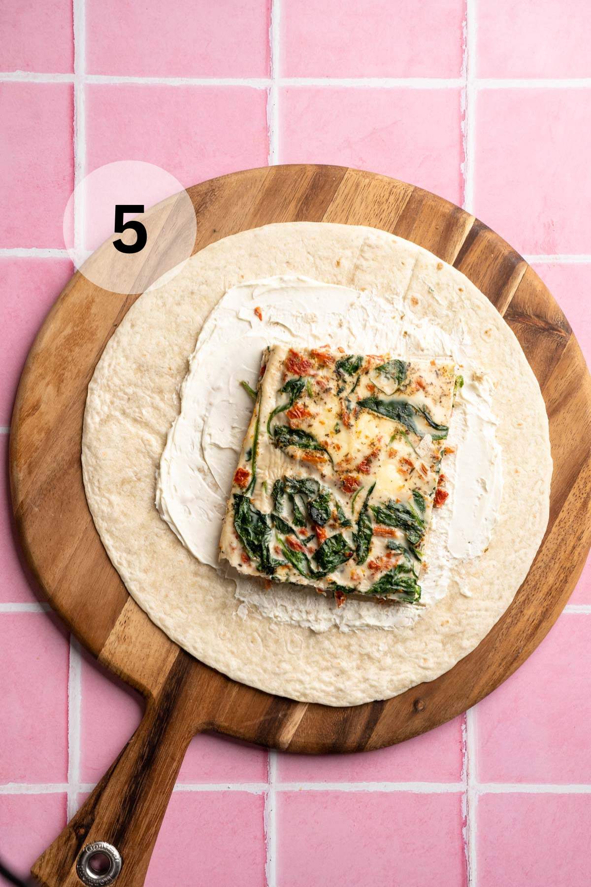 Serving of egg white on a tortilla.