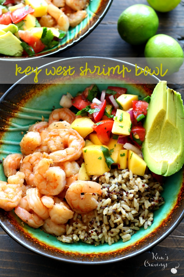 Key West Shrimp Bowls with Mango Salsa are exploding with fresh zesty flavors. A quick and easy meal that'll have you dreaming you're living the island life. 